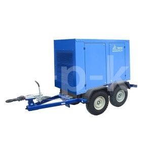 Дизельный генератор ТСС АД-128С-Т400-1РМ20 в погодозащитном кожухе на прицепе с АВР  фото