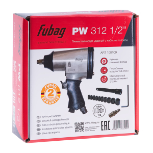 Пневмогайковерт Fubag PW312 (158л/мин_312н/м_6.3бар_1/2") + удлинитель + 10гол. фото